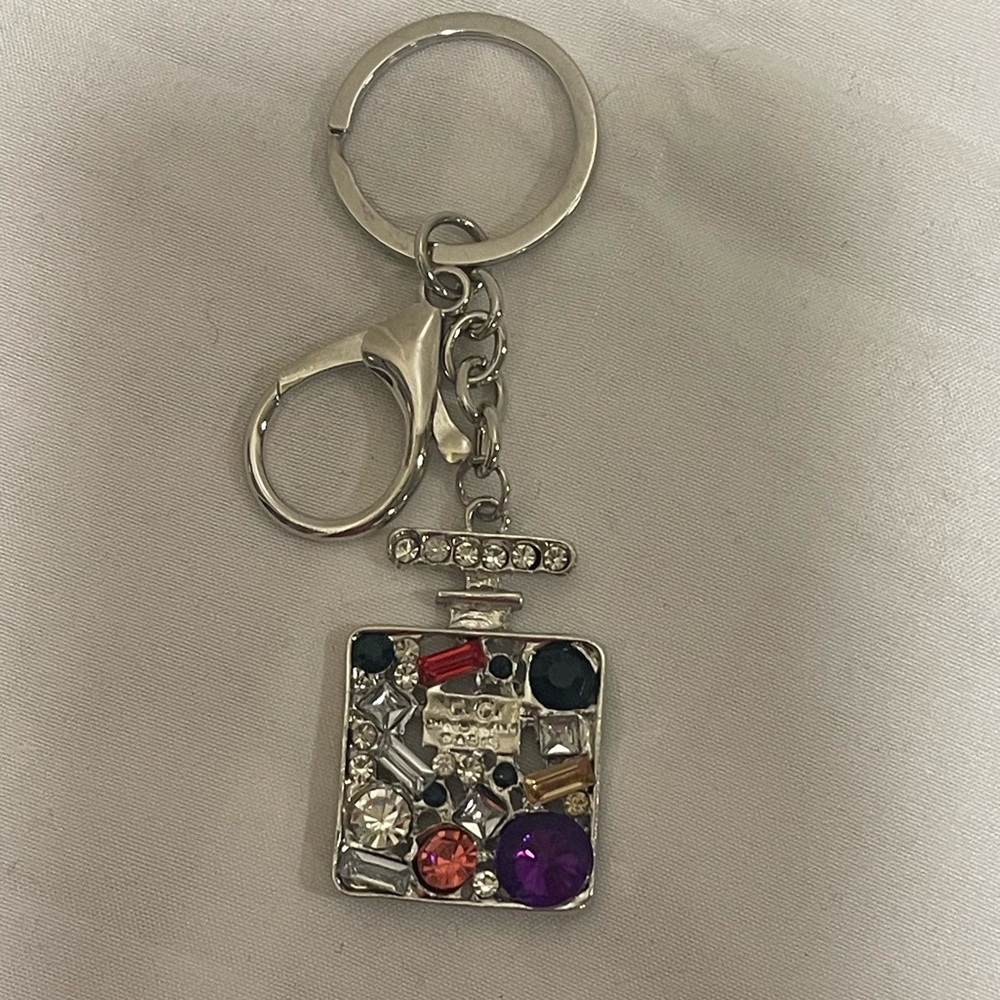 Rhinestone Multicolor Perfume Bottle Keychain /purse Charm